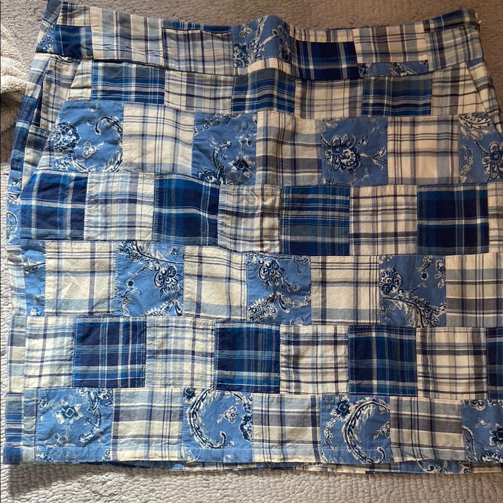 Patchwork Blue Plaid Mini Skirt